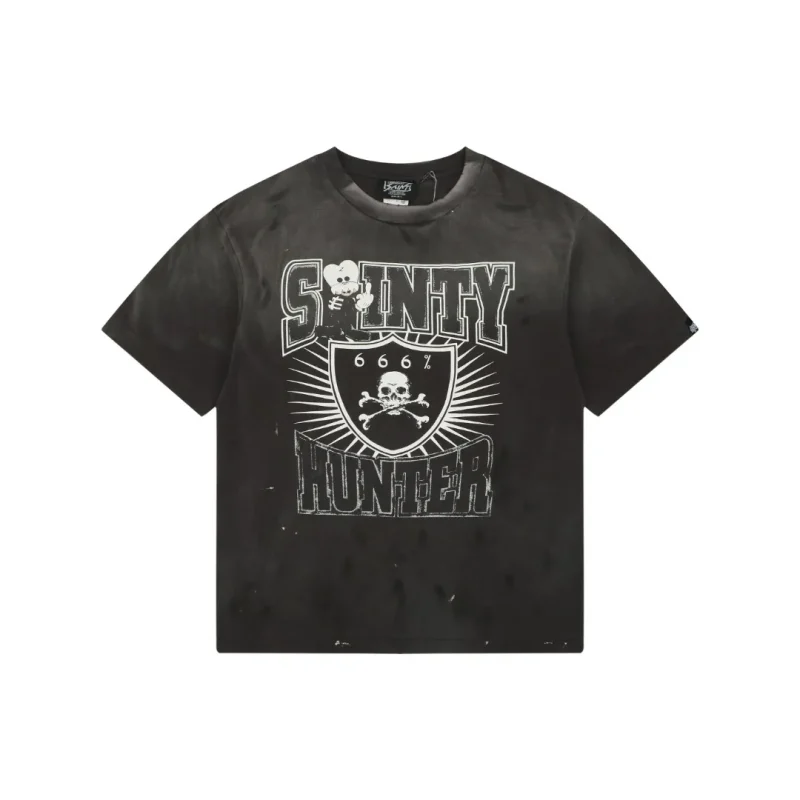 Saint Michael Middle Finger Skull Print T-Shirt