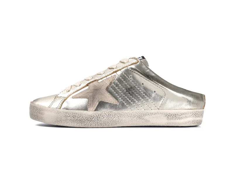 Super-Star Sabot Sneakers Platinum Foiled Leather Left Side View