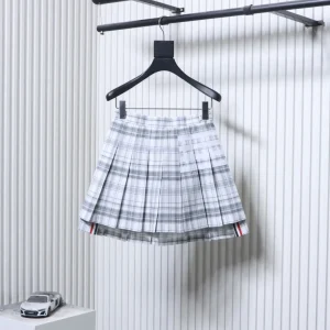 TB Classic Plaid Pleated Mini Skirt with Slit