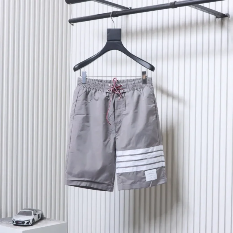 TB Nylon Four-Stripe Drawstring Shorts