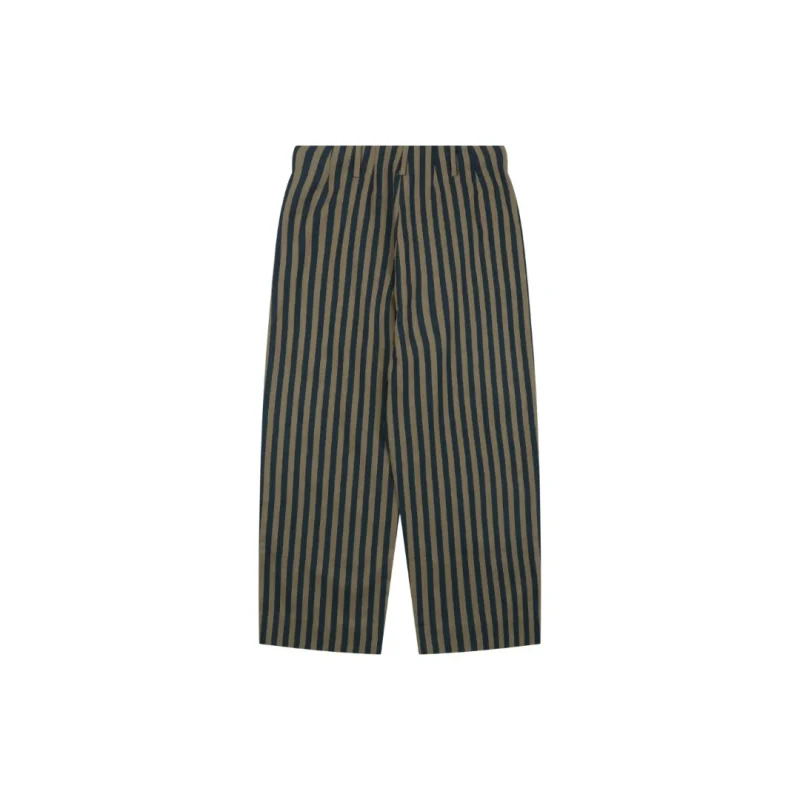 Back Vertical Stripe Pleated Carrot-Leg Trousers