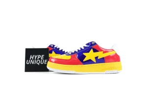 A Bathing Ape BAPE STA Yellow Red Royal Patent Sneakers Side Profile