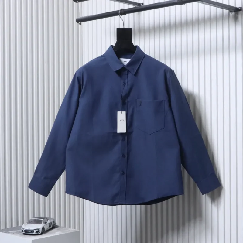 AMI Heart Pocket Oxford Long Sleeve Shirt