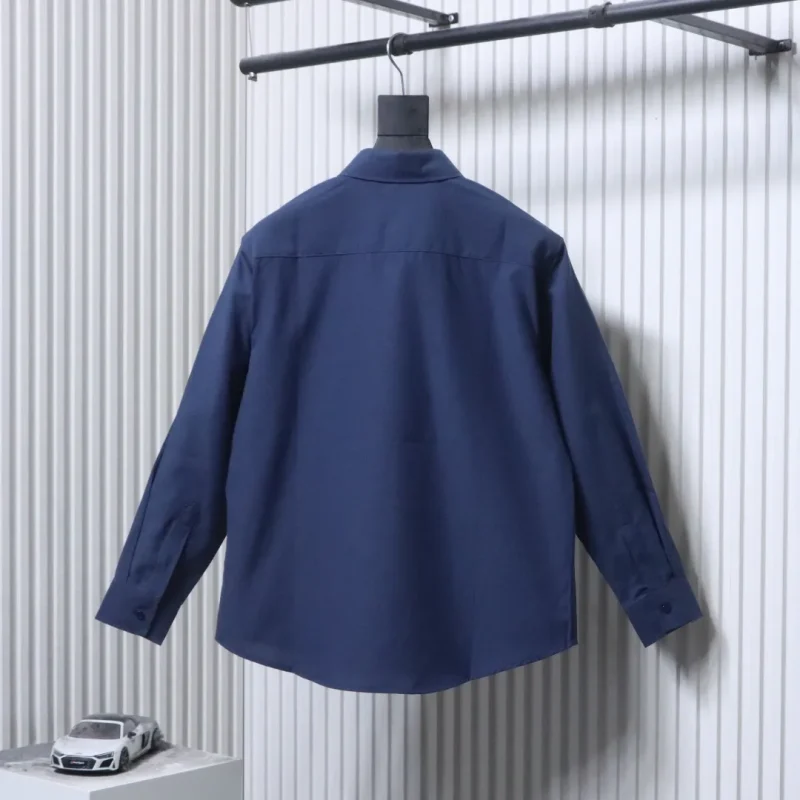Back View AMI Heart Pocket Oxford Long Sleeve Shirt