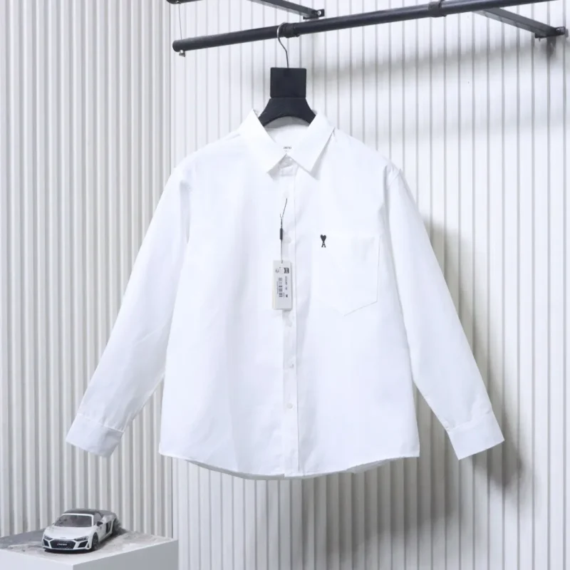 AMI Heart Pocket Oxford Long Sleeve Shirt