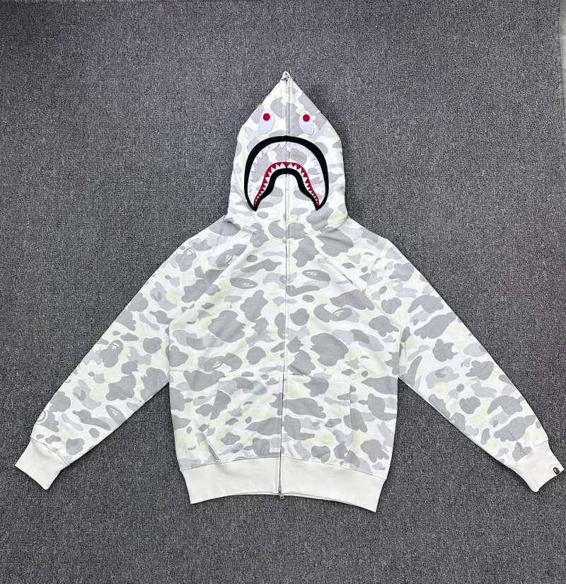 BAPE SS26 Glow-in-the-Dark Camo Shark Hoodie