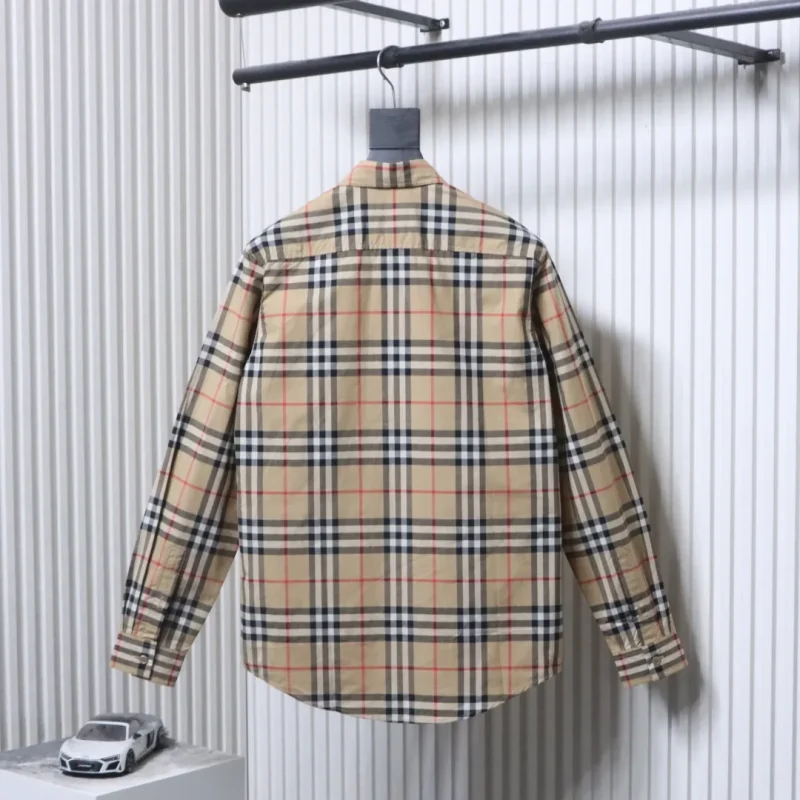 Back View BBR Classic Check Label Patch Long-Sleeve Shirt