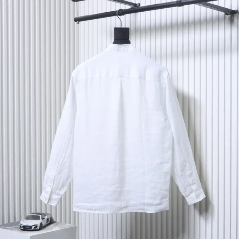 Back View BC Linen Henley Collar Shirt