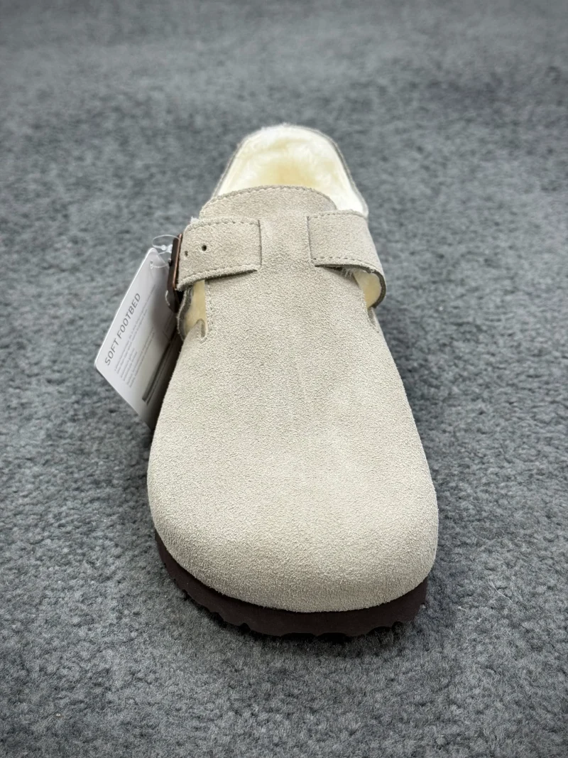 BK Boston Antique White London Shearling Clogs Right Side