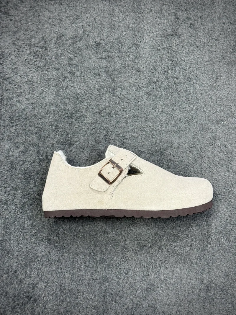 BK Boston Antique White London Shearling Clogs Right Side View