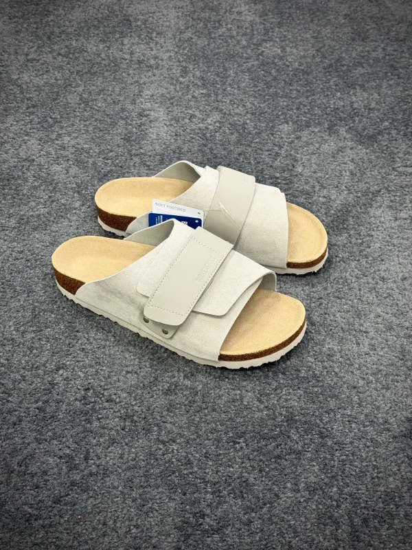 BK Kyoto "Beige" Nubuck Suede Leather Sandals