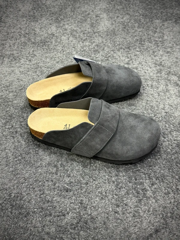 BK Loma "Dark Gray" Suede Velcro Clogs