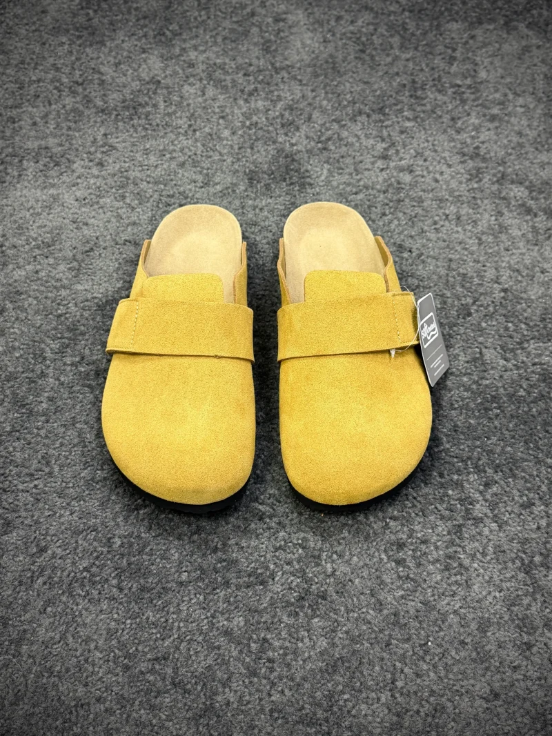 BK Loma Mustard Yellow Suede Velcro Clogs