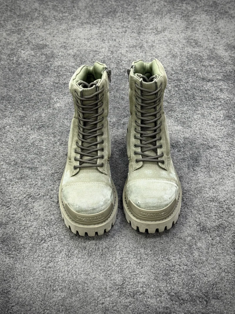 BLCG Army Green Distressed Strike 20mm Canvas Combat Boots Profile view