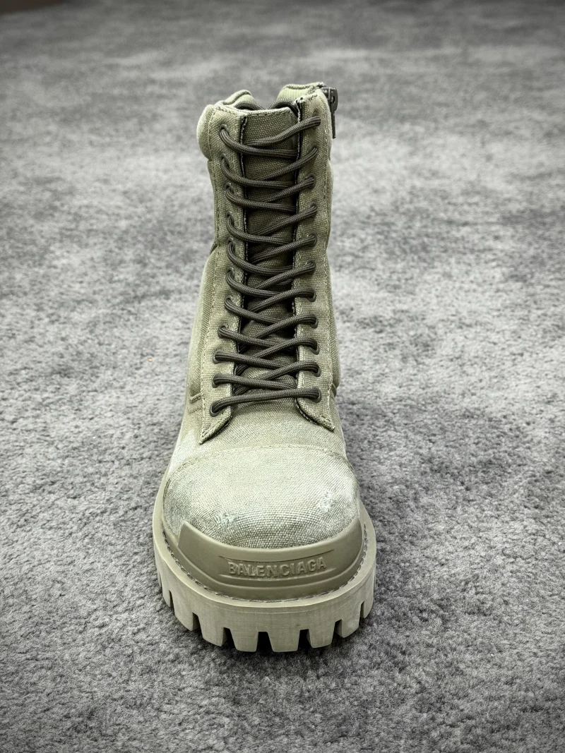 BLCG Army Green Distressed Strike 20mm Canvas Combat Boots Right Side Detail