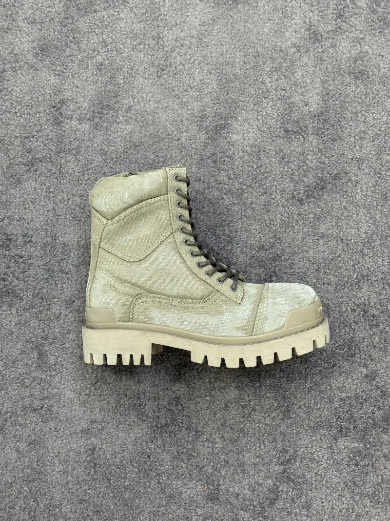 BLCG Army Green Distressed Strike 20mm Canvas Combat Boots Right Side View
