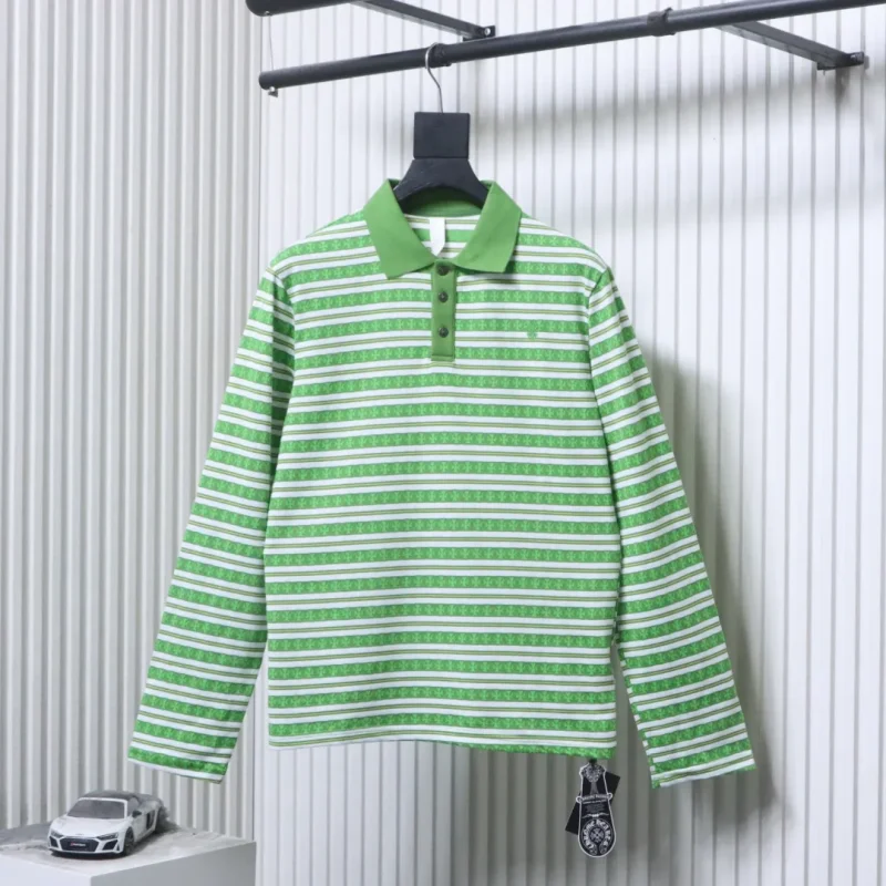 CH 25FW Horseshoe Striped Long-Sleeve Polo Shirt