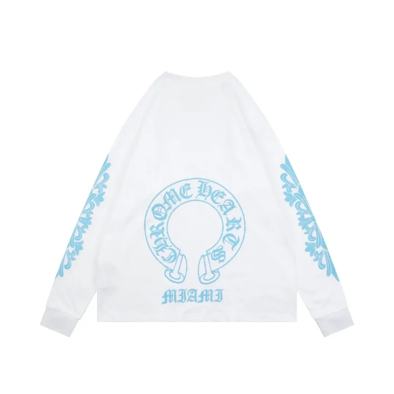 Back CH Black and Blue Sanskrit Scroll Cross-Strap Long-Sleeve Shirt