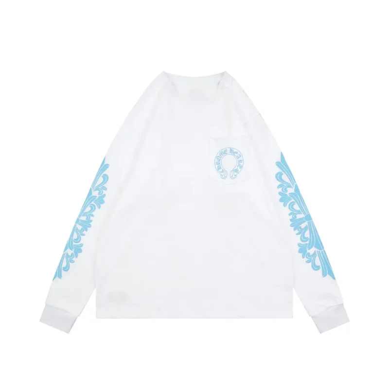 CH Black and Blue Sanskrit Scroll Cross-Strap Long-Sleeve Shirt