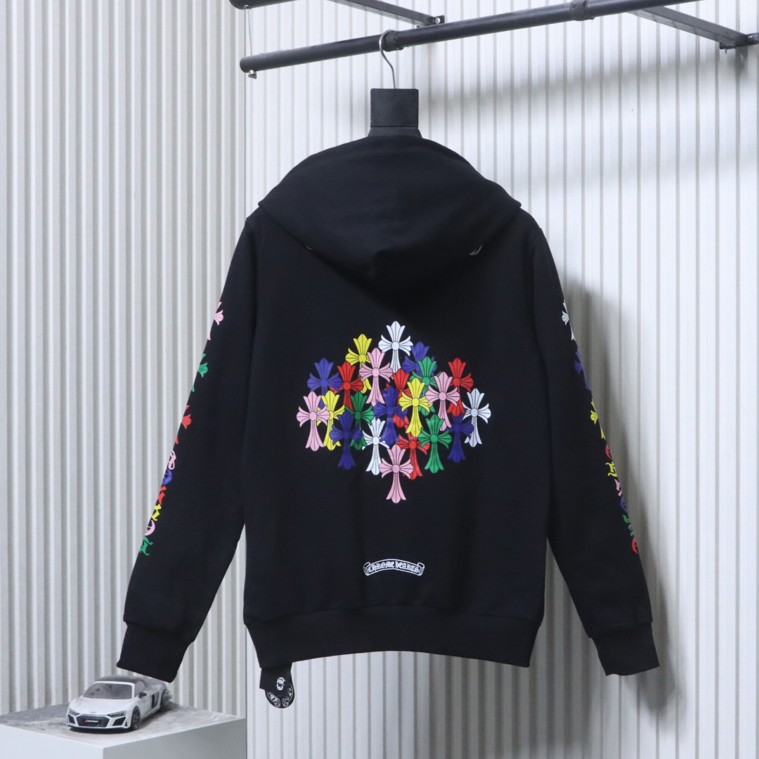 Back View CH Colorful Cross Heavyweight Hoodie