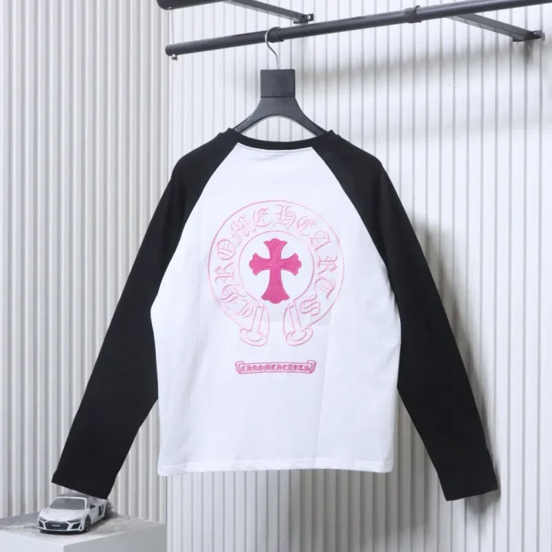 Back CH Embroidered Horseshoe Patchwork Long-Sleeve Shirt