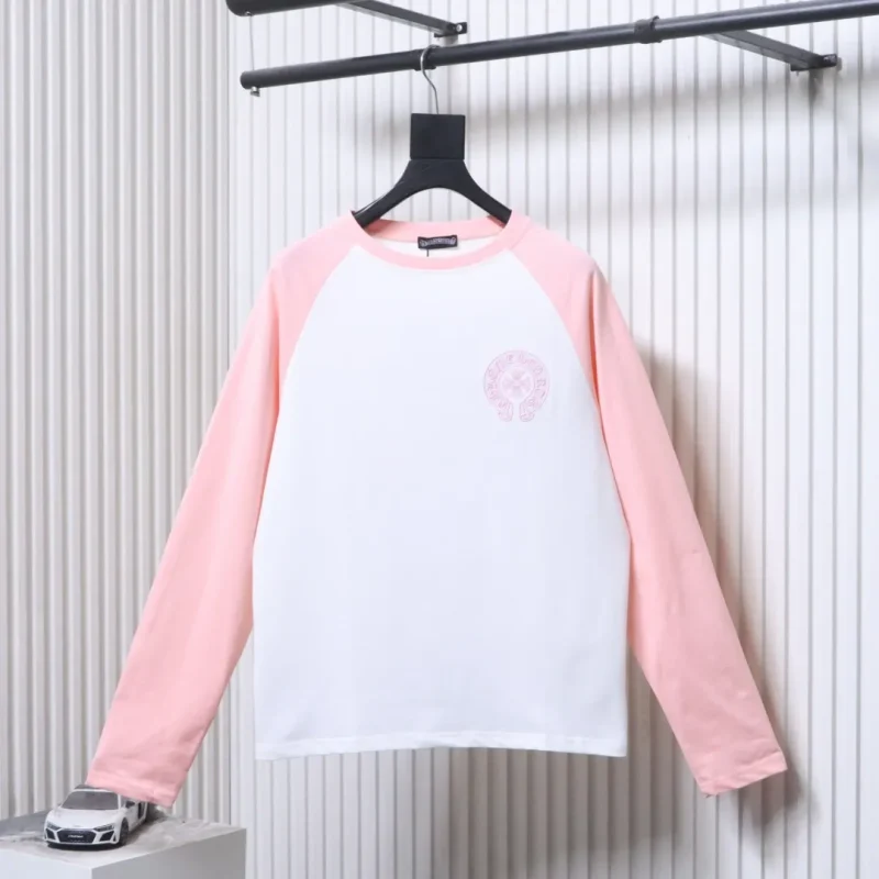 CH Embroidered Horseshoe Patchwork Long-Sleeve Shirt