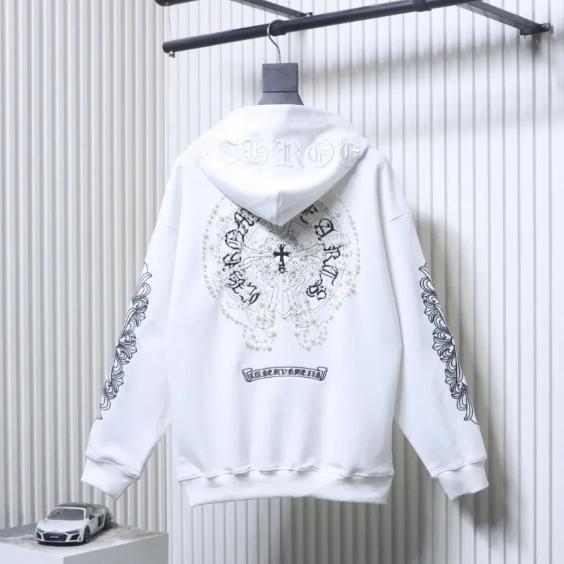 Back CH Pearl Cross Embroidered Oversized Hoodie