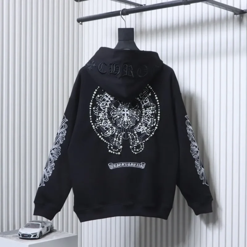 Back CH Pearl Cross Embroidered Oversized Hoodie