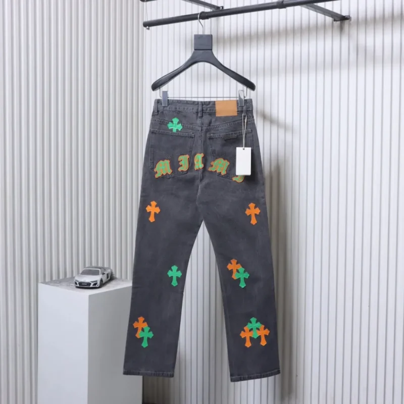 Back CH Sanskrit Cross Patch Straight-Leg Jeans