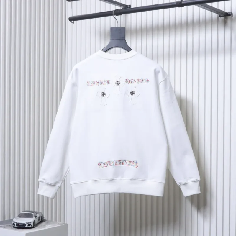 Back View CH Sanskrit Neckline Embroidered Crew Neck Sweatshirt