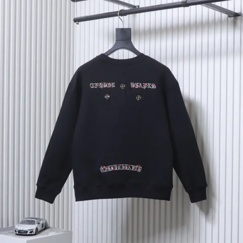 Back View CH Sanskrit Neckline Embroidered Crew Neck Sweatshirt