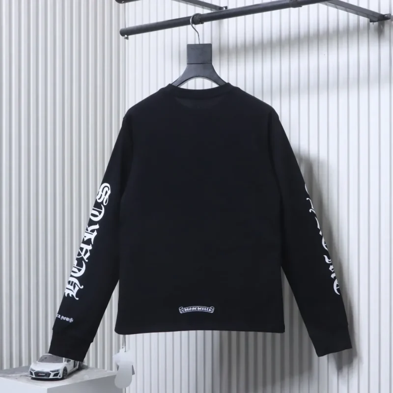 Back CH White Sanskrit Letter Pocket Long-Sleeve Shirt