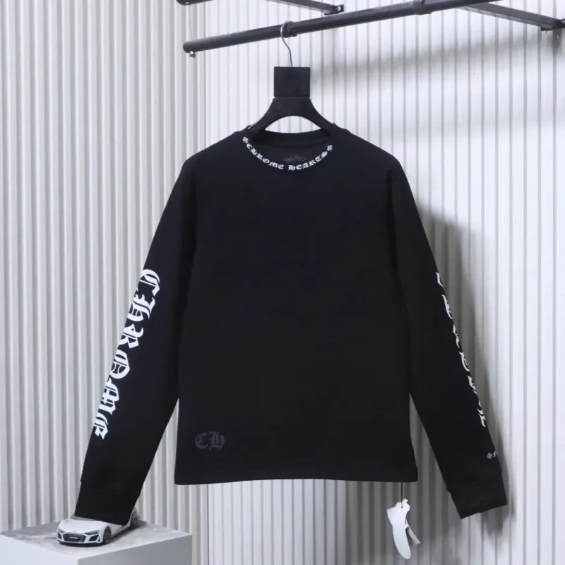 CH White Sanskrit Letter Pocket Long-Sleeve Shirt