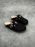 CH x BK Boston Black Suede Clogs Angeled View