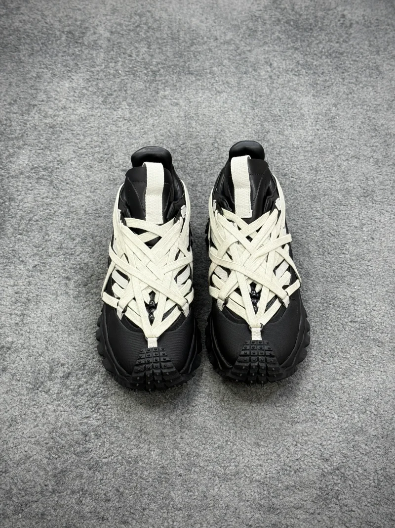 Mcler + R 0wens Trailgrip Megalace Black Sneakers Profile View