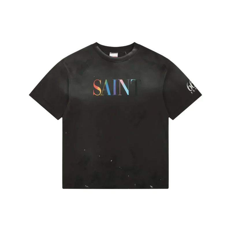 Saint Michael Rainbow Logo Print T-Shirt