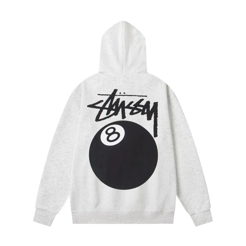Back Stussy 8-Ball Graphic Zip-Up Hoodie