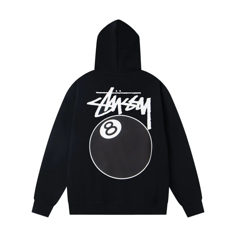 Back Stussy 8-Ball Graphic Zip-Up Hoodie