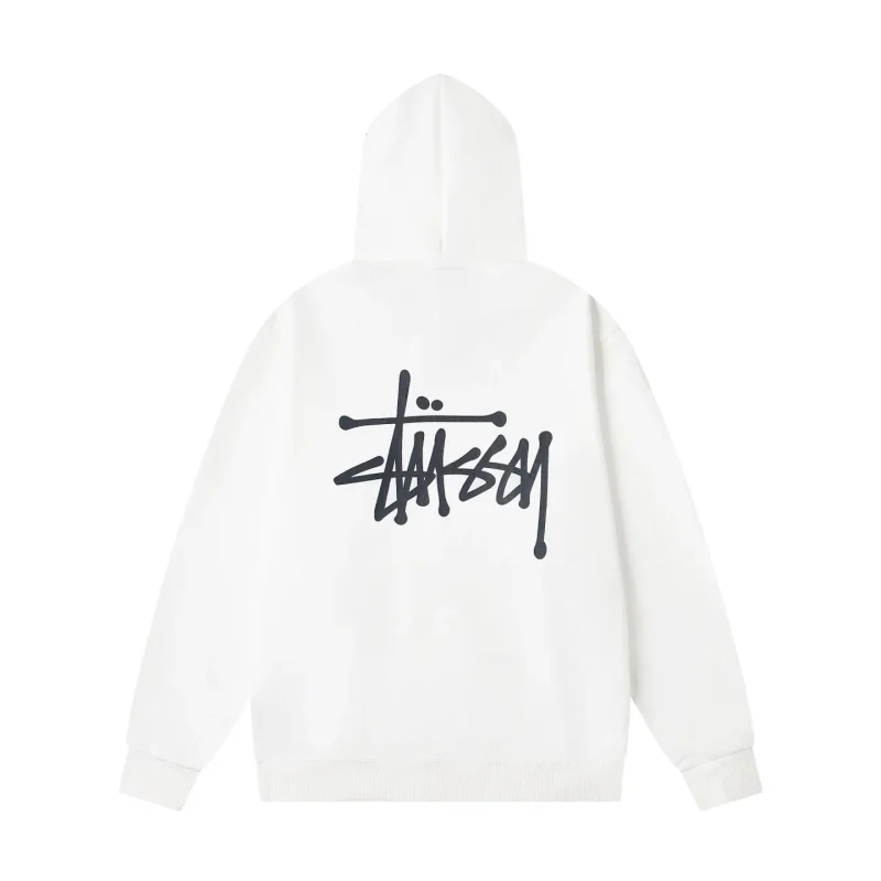 Back Stussy Logo Print American Retro Hoodie