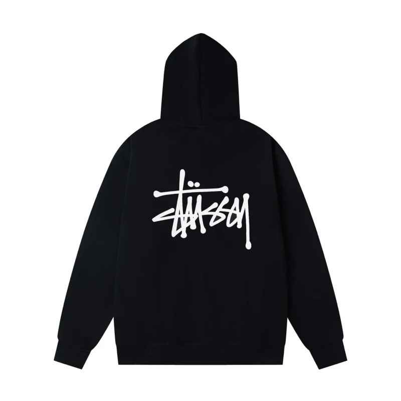 Back Stussy Logo Print American Retro Hoodie