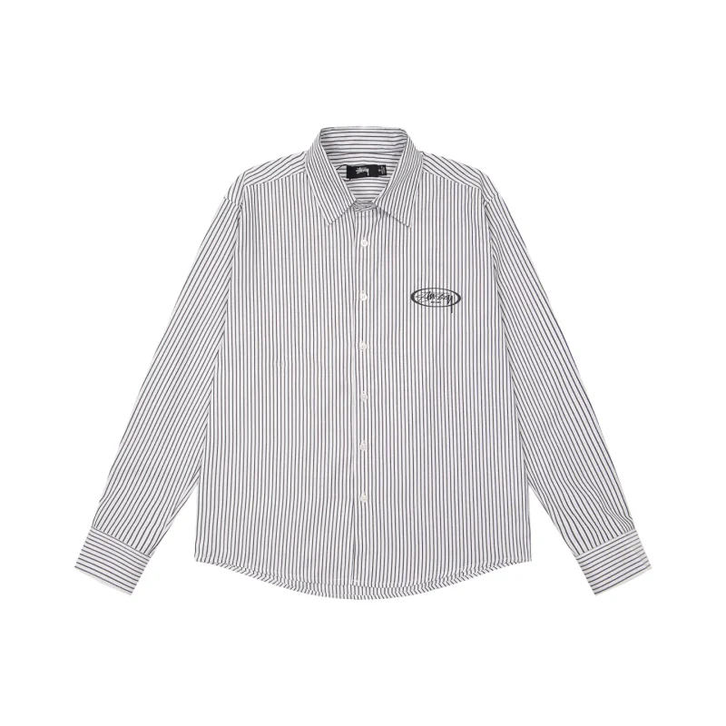 Stussy Standard Logo Striped Cotton Long-Sleeve Shirt