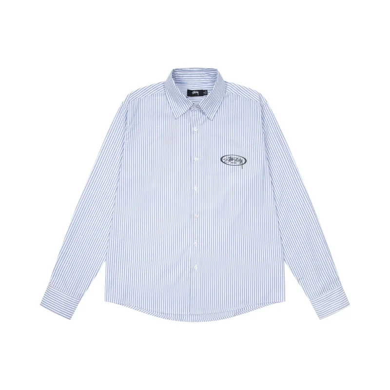 Stussy Standard Logo Striped Cotton Long-Sleeve Shirt