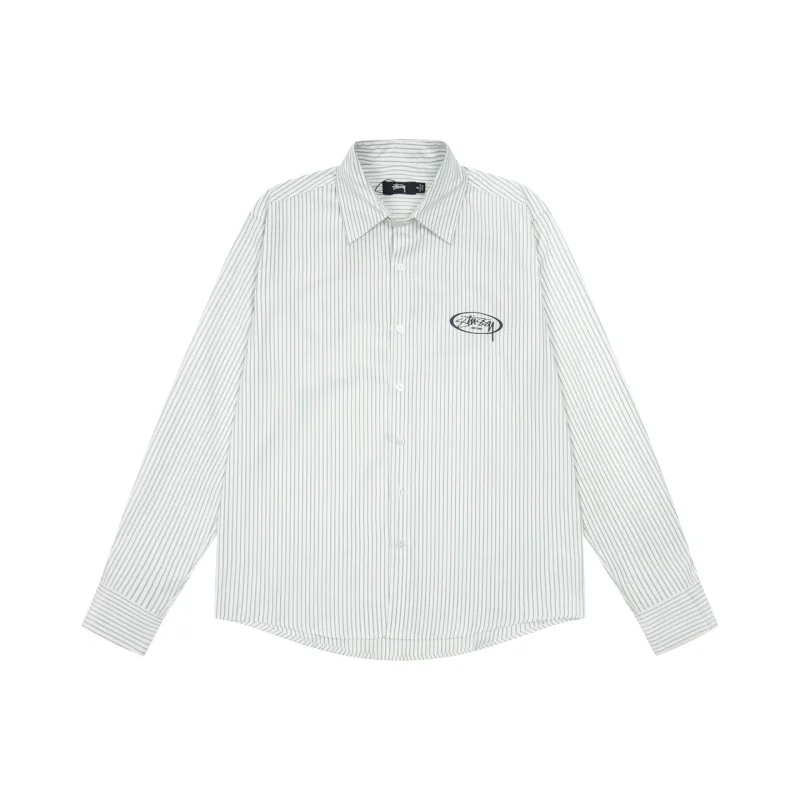 Stussy Standard Logo Striped Cotton Long-Sleeve Shirt