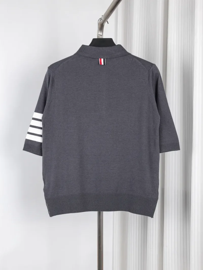 Back TB Four-Stripe Wool Knit Polo T-Shirt