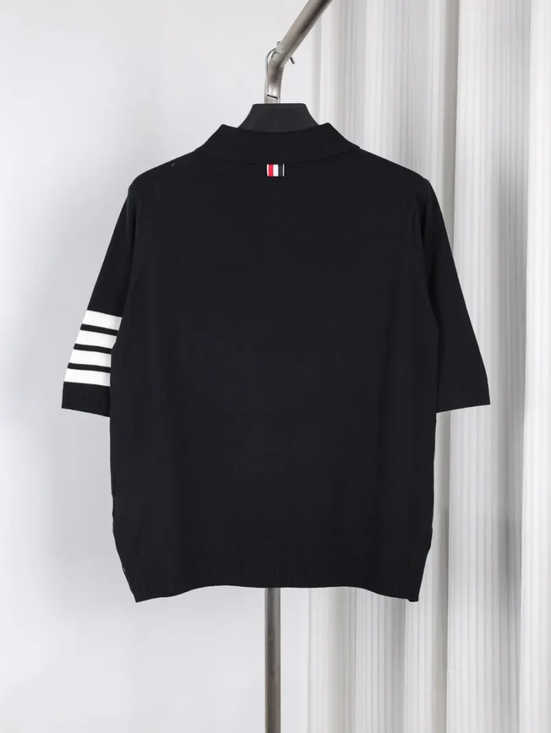 Back TB Four-Stripe Wool Knit Polo T-Shirt