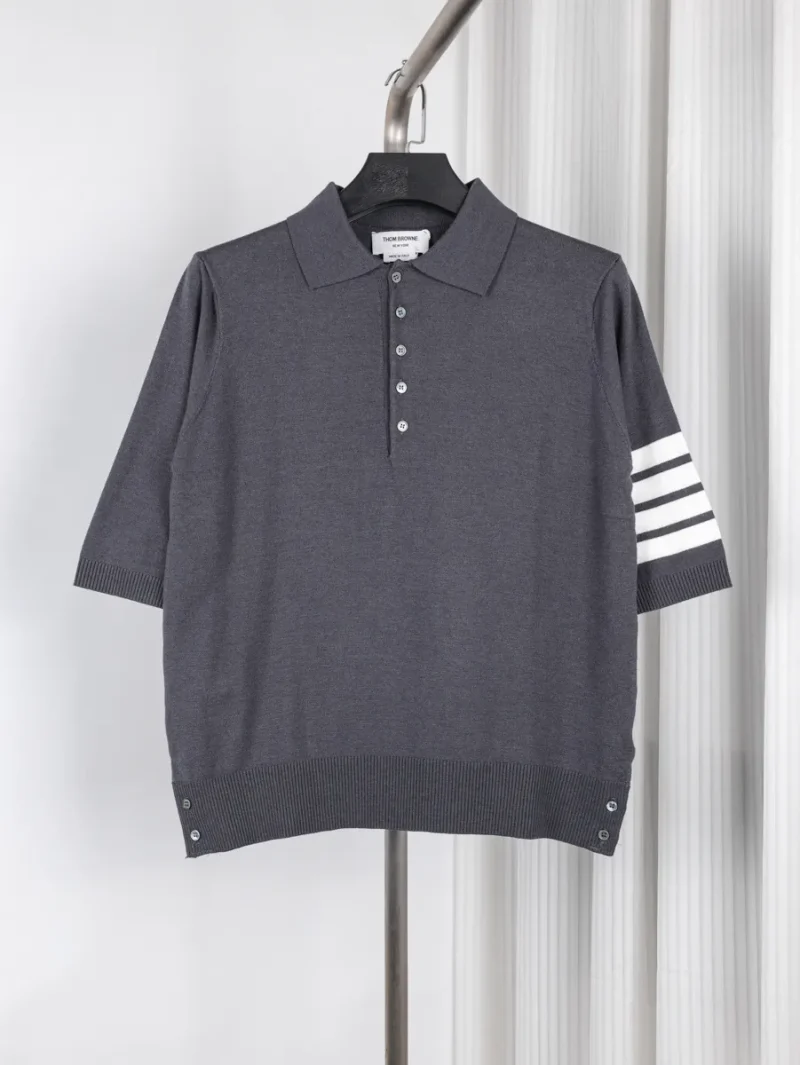 TB Four-Stripe Wool Knit Polo T-Shirt