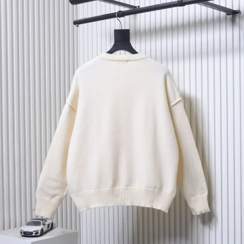 Back View AMI Heart Logo Pocket Cardigan Sweater