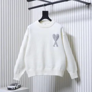 AMI Silver Heart Logo Crew Neck Sweater