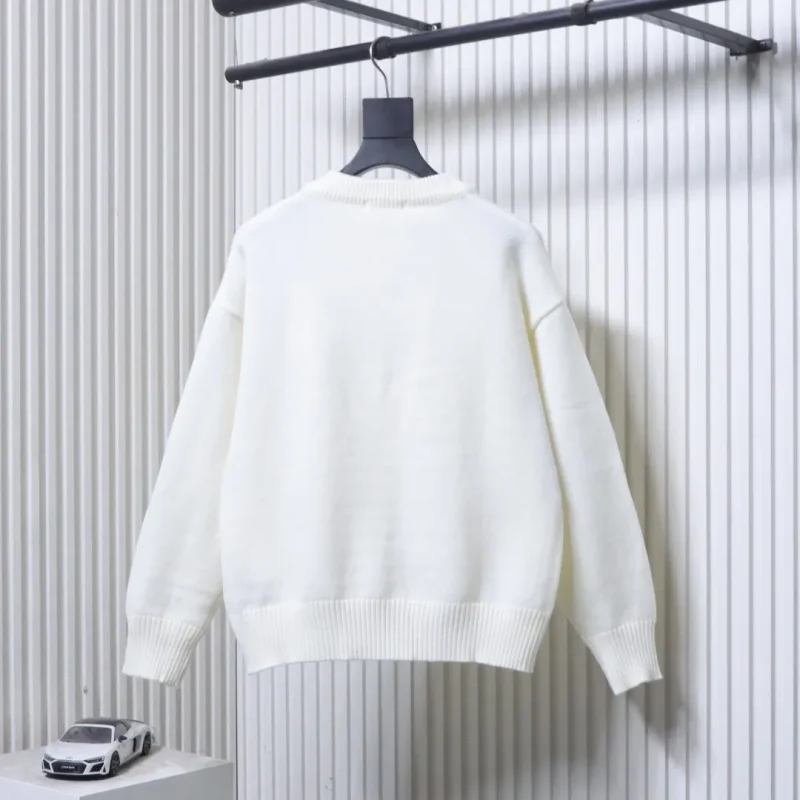 Back View AMI Silver Heart Logo Crew Neck Sweater