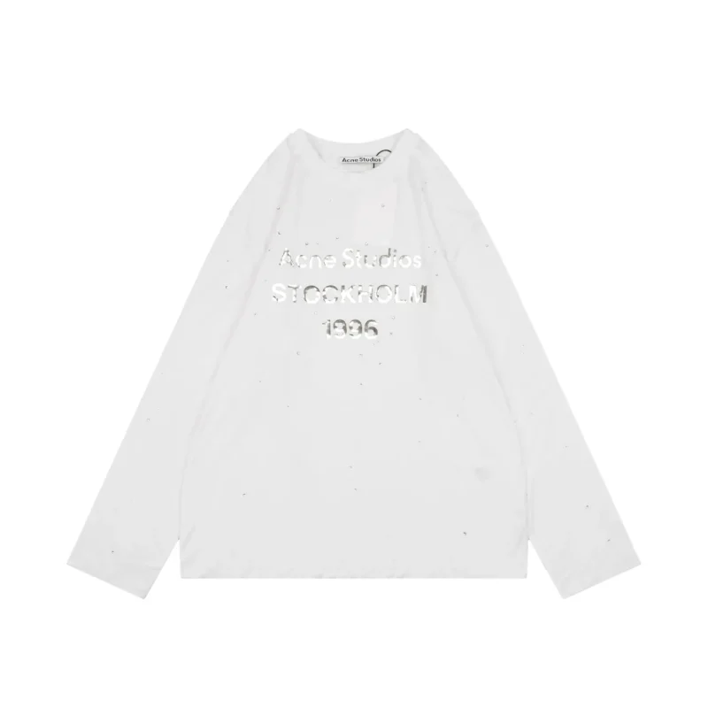 Acne 1996 Rhinestone Logo Long Sleeve Shirt
